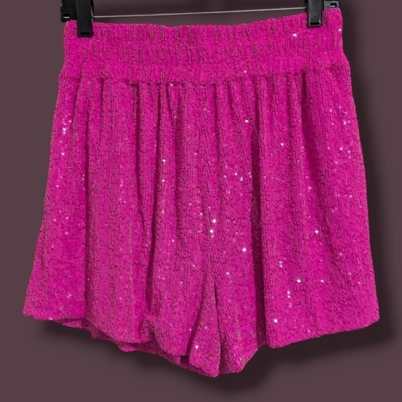 Generation Love Hot Pink High Rise Elise Sequins Shorts Sparkly Barbie Party - Picture 2 of 10